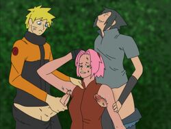 armpit armpit_fetish armpit_sex armpits big_penis female fetish kink male naruto naruto_shippuden pink_hair sakura_haruno sasuke_uchiha sweat sweatdrop threesome uzumaki_naruto yellow_hair