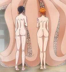 2girls accurate_art_style animal duo edit female female_focus fluttershyfann80085 hi_res human mammal multiple_girls nami nico_robin nude_filter octopus one_piece post-timeskip screenshot screenshot_edit tentacle