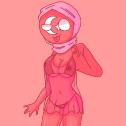 1girls big_ass big_breasts bikini countryhumans countryhumans_girl female female_only headscarf hijab jojofan_alsoch solo turkey_(countryhumans) turkish_clothing turkish_flag