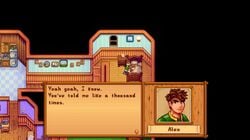 1boy 1girls alex_(stardew_valley) anal anal_penetration anal_sex animated bed bedroom blargsnarf blue_eyes brown_hair cheating cheating_wife clothed clothed_male clothed_male_nude_female clothed_sex clothing cuckold dialogue doggy_style doggystyle door english english_text female female_penetrated gif indoors inside jodi_(stardew_valley) letterman_jacket long_hair male male_penetrating nude nude_female pants pants_down penetration picture_frame pixel_art sex short_hair sprite sprite_art sprite_edit stardew_valley straight text topwear video_games window