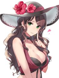 1girls big_breasts bikini bikini_top black_bra blush blushing breasts cleavage close-up dorothea_arnault dorothea_arnault_(summer) female female_focus female_only finger_to_cheek finger_to_face fire_emblem fire_emblem:_three_houses fire_emblem_heroes flirting flower flower_in_hat green_eyes haru_(nakajou-28) harunn2288 head_tilt heart human human_focus human_only large_breasts light-skinned_female light_skin long_hair nintendo official_alternate_costume pose posing red_bikini red_bikini_top red_swimsuit smile smiling smiling_at_viewer solo solo_female solo_focus swimsuit tease teasing upper_body wavy_hair wholesome wide-brimmed_hat