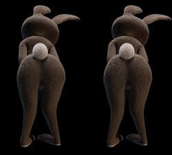 3d 3d_(artwork) absurd_res anthro ass butt_focus chickenass disney female fur genitals hi_res judy_hopps nude parallel_stereogram pussy rear_view simple_background solo stereogram zootopia