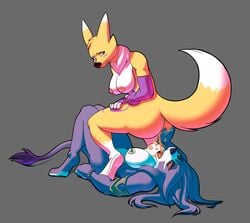 anthro belladonna_(trials_of_mana) crossover digimon digimon_(species) disgust disgusted_look domination duo el_brapitto facesitting fart fart_cloud fart_fetish fart_in_mouth female female/female female_domination furry renamon trials_of_mana yuri