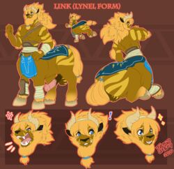 angry animal_genitalia animal_penis balls blonde_hair bondage bound breath_of_the_wild clothed clothing equid equine_penis erection erection_under_clothing expression_sheet expressions genitals hair hi_res hooves horn link lynel male male_only mammal mane model_sheet muscular muscular_male muscular_taur nintendo open_mouth penis scar simple_background smile solo tattoorexy taur the_legend_of_zelda transformation video_games