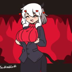 1girls adorable animated big_breasts blush bouncing_breasts breasts cleavage cute demon female female_only helltaker hips horns huge_breasts humanoid jiggle large_breasts modeus_(helltaker) scruffmuhgruff solo solo_female thick thick_thighs thighs wide_hips