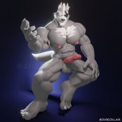 3d 5_fingers 5_toes anthro balls canid canine canis erection feet fingers foot_fetish fur genitals hair hi_res humanoid_genitalia humanoid_penis male male_only mammal multicolored_body multicolored_fur multicolored_hair muscular muscular_anthro muscular_male nintendo nipples nude pecs penis simple_background solo solo_focus star_fox toes two_tone_body two_tone_fur two_tone_hair video_games wolf wolf_o'donnell zhecklar