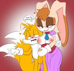 age_difference clothing cum dress furry handjob handjob_with_gloves hearlesssoul larger_female mommy_kink smaller_male sonic_(series) tails vanilla_the_rabbit waterinacup