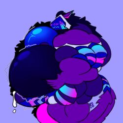 anthro belly big_belly big_neon_dragon bodily_fluids cum cum_drip dripping genital_fluids hi_res huge_belly hyper hyper_belly machine male male_focus male_only muscular pecs protogen solo