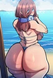 1girls ai_generated ass ass_focus beach beach_background big_ass big_breasts bikini breasts bubble_butt cloud115599 enormous_ass fat_ass female female_focus female_only gigantic_ass go-toubun_no_hanayome huge_ass hyper hyper_ass large_breasts looking_at_viewer looking_back looking_back_at_viewer mature mature_body mature_figure mature_woman milf mommy nakano_miku novelai rare round_ass solo solo_female solo_focus swimsuit thick thick_ass thick_thighs thighs thong thong_bikini thong_bikini_bottom thong_panties thong_straps thong_underwear voluptuous voluptuous_female wide_hips