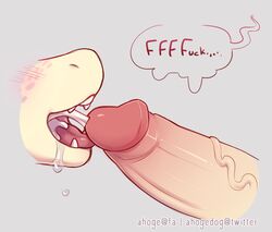 2020 ahoge_(artist) anthro blush bodily_fluids cum cum_in_mouth cum_inside cumshot disembodied_penis drooling ejaculation erection fellatio genital_fluids genitals male oral penile penis saliva sex text tongue