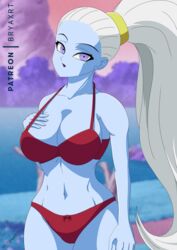 angel angel_(dragon_ball) artist_name big_breasts blue_skin bra breasts bryaxrt curvaceous curvy curvy_figure dragon_ball dragon_ball_super dragon_ball_z female female_only hand_on_breast hips long_hair looking_at_viewer midriff panties ponytail signature solo solo_female solo_focus thick_thighs thighs tied_hair underwear universe_6 universe_6/universe_7 vados violet_eyes voluptuous white_hair wide_hips