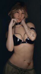 1girls 3d asian asian_female bra breasts brown_hair choker cleavage cute dbd dead_by_daylight female female_focus female_only half-dressed half_naked leather lucosmico petite petite_body short_hair shy solo solo_female tattoo thai vee_boonyasak young
