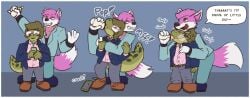absurd_res age_regression amphibian anthro bottle bottle_feeding canid canine container duo fox hi_res james_salamandre male male/male mammal poorsal salamander sequence shilva transformation