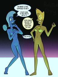 2girls alien alien_girl blue_zircon breasts cartoon_network embarrassed gem_(species) multiple_girls pussy relatedguy steven_universe the_trial_(steven_universe) yellow_zircon zircon_(gem)