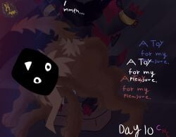 absurd_res ambiguous_gender ambiguous_penetration anthro bodily_fluids butt_press dialogue duo eeveelution fakemon feral generation_5_pokemon genital_fluids hi_res horror_(theme) hurricane_weaver kinktober kinktober_2025 looking_at_viewer male male/ambiguous nintendo penetration pokemon pokemon_(species) precum rape_play sheepybobeepy uncanny_valley what zoroark