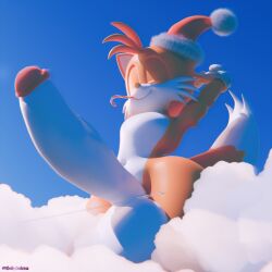 1boy ass big_ass big_penis candy_cane christmas clouds femboy fox_boy furry giant giant_male giant_penis gullygulson huge_cock macro male male_only mobian mobian_(species) mobian_fox penis plane santa_hat sega smiling sonic_(series) tails tails_the_fox teasing yellow_fur