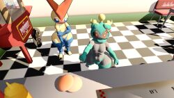 3d 3d_(artwork) angry anthro anthropomorphic burger burger_bun gamingngl grouchy grumpy kabalmystic_(style) legendary_pokemon mad male male_only marshadow marshadow_(zenith_form) mikumikudance mmd mythical_pokemon pokemon pokemon_(species) pokemorph victini