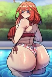 1girls ai_generated ass ass_focus big_ass big_breasts bikini breasts bubble_butt cloud115599 enormous_ass fat_ass female female_focus female_only gigantic_ass go-toubun_no_hanayome huge_ass huge_breasts hyper hyper_ass looking_at_viewer looking_back looking_back_at_viewer mature mature_body mature_figure mature_woman milf mommy nakano_itsuki novelai pool rare round_ass solo solo_female solo_focus style_emulation swimsuit thick thick_ass thick_thighs thighs voluptuous voluptuous_female wide_hips