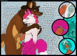 absurd_res animal_genitalia anthro anthro_on_anthro anthro_penetrated anthro_penetrating anthro_penetrating_anthro auralism balls bodily_fluids canid canine canis cervical_penetration colored cum cum_in_ovaries cum_in_uterus cum_inside cuntboy dialogue duo erection fellowwolf full-package_cuntboy genital_fluids genitals half-erect herm hermaphrodite hi_res hybrid imminent_sex impregnation intersex intersex/male kinktober kinktober_2025 male maleherm mammal multi_genitalia multiple_ova ovum penetration penis penis_in_uterus penis_tip profanity pussy sex sheath sperm_cell text uterus vaginal_penetration wolf