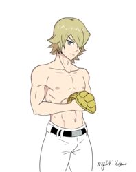 1boy ace_of_diamond baseball_mitt koushuu_okumura male male_only miyuki_kazoo muscular okumura_koushuu topless