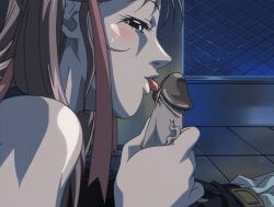 00s 1boy 1girls 2004 animated bare_shoulders bible_black bible_black_new_testament blush brown_hair fellatio female hair_ribbon licking licking_penis lying male night one-piece_swimsuit oral penis perfect_loop ribbon saliva shin_bible_black short_twintails smile straight swimsuit tagme tan tongue tongue_out toudou_yuki twintails uncensored yoshitani_(bible_black)