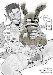 1boy abs aviator_sunglasses bara beard big_pecs blumhouse_productions body_hair daddy dilf dubious_consent erect_nipples erect_penis five_nights_at_freddy's five_nights_at_freddy's_(film) fleshlight fnaf gay gay_sex grabbing_own_penis grey_hair horny male male_focus male_only matthew_lillard mature mature_male nipples object_in_hand penis plush plush_doll plushie plushtrap plushtrap_(fnaf) size_difference soynutts steve_raglan text text_bubble universal_pictures universal_studios william_afton william_afton_(film) yaoi