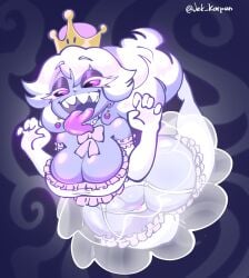 big_breasts boosette breasts cleavage clothed clothing female ghost ghost_girl jek_korpen mario_(series) new_super_mario_bros._u_deluxe panties see-through see-through_clothing see-through_dress solo super_crown tagme thick_thighs tongue tongue_out