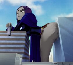 big_breasts clothed_female dc female female_focus female_only giantess half_demon pale-skinned_female purple_eyes purple_hair rachel_roth raven_(dc) ravenravenraven short_hair solo solo_female solo_focus teen_titans