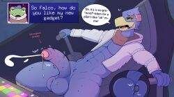 2026 4_fingers abs amphibian anal anal_sex anthro artist_name athletic athletic_anthro athletic_male avian balls beak big_balls biped bird blue_balls blue_body blue_clothing blue_hat blue_headwear blue_penis bodily_fluids buzzing clothing cockpit cum cum_drip cumshot cutaway dabelette dialogue_box digital_drawing_(artwork) digital_media_(artwork) directional_arrow dripping duo ejaculation electronics english_text erection exclamation_point falco_lombardi fingers foreskin frog genital_fluids genitals glans green_body green_skin hat headgear headphones headset headwear hi_res inside jacket looking_pleasured male male/male microphone moan motion_lines navel nintendo object_in_ass onomatopoeia open_beak open_mouth orgasm partially_retracted_foreskin patreon patreon_logo penetration penis pink_glans question_mark red_scarf scarf sex_toy sex_toy_in_ass sex_toy_insertion sitting slippy_toad sound_effects spacecraft star_fox stuttering sweat sweatdrop text topwear url vehicle vibrating vibrator vibrator_in_ass white_body white_clothing white_jacket white_skin white_topwear yellow_beak