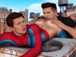 2boys 4:3 actor bent_over black_shirt celebrity drawnpr0n gay hands_on_ass in_character jon_bernthal male male_only marvel marvel_cinematic_universe marvel_comics masculine peter_parker pleasure_face punisher_(francis_castle) punisher_(marvel_comics) rimjob rimming rimming_male rooftop spider-man spider-man_(series) spider-man_(tom_holland) superhero_costume tom_holland tongue_out yaoi