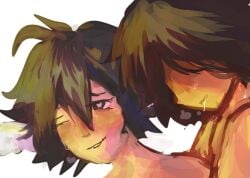 ambiguous_gender azure_(forsaken) canon_couple cropped drooling forsaken forsaken_(roblox) nonbinary one_eye_closed panting roblox roblox_game robloxian self_upload sweat tagme two_time vaporeomz
