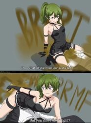 1boy arm_band arm_strap bangs blonde_hair face_in_ass facefart facesitting fart fart_fetish farting female green_hair ibbydraws land_(sousou_no_frieren) male pleated_skirt purple_eyes shart sharting sitting_on_face skirt smile smug sousou_no_frieren thigh_strap ubel_(sousou_no_frieren) yellow_hair