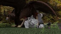 16:9 3d anal anthro avian blender_(software) cade duo felid feline feral forced gryphon hi_res male male/male mammal mythological_avian mythology pantherine rape raven555 tiger widescreen