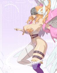 angel angel_wings angewomon blonde_hair digimon huge_breasts materclaws pubic_hair pubic_hair_peek voluptuous