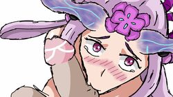 1boy 1girls 2020 animated embarrassed fellatio female iamfirulais league_of_legends lillia_(league_of_legends) male oral penis pink_eyes purple_hair spirit_blossom_lillia spirit_blossom_series sucking_testicles