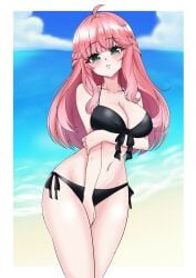 1girls 2d 2d_(artwork) aivy_lovencraft big_breasts bikini collarbone curvy_body female female_only green_eyes hispanic_virtual_youtuber indie_virtual_youtuber latam_virtual_youtuber light-skinned_female light_skin long_hair long_tao looking_at_viewer pink_hair sexy solo thighs virtual_youtuber vtuber vtuberfanart