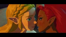 2girls ai_generated animated blonde_hair dark-skinned_female day edited girls_only google_gemini grinding grok grok_imagine height_difference kissing lesbian_sex light-skinned_female longer_than_one_minute mikey-rg97 music night nintendo nude on_bed passionate_kiss princess_zelda red_hair sound tagme the_legend_of_zelda:_breath_of_the_wild urbosa video yuri