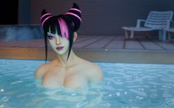 1girls capcom cybrokrimson hair_over_one_eye juri_han naked naked_female nude nude_female pool solo street_fighter street_fighter_6 topless topless_female water