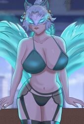 1girls big_breasts bra female female_only hiryuu324 marvel marvel_rivals thick_thighs underwear white_fox_(marvel) white_fox_(marvel_rivals)