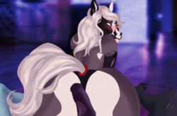 animal_genitalia animal_penis blue_eyes blush duo equid equine equine_penis faceless_male female genitals hair horse lewd_(disambiguation) male mammal penis pony straight tagme white_hair ych_(character)