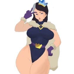 brown_hair clash_royale evo_princess_(clash_royale) purple_eyes streaked_hair white
