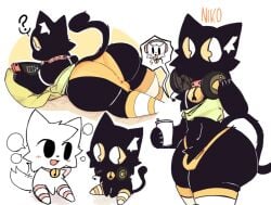 ass ass_focus black_fur cat_ears cat_tail doodle femboy femboy_focus femboy_only furry gay headset inkzan original_character thick_thighs underwear yellow_eyes