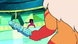 alien alien_girl dildo edited_official_artwork garnet_(steven_universe) gem gem_(species) jasper_(steven_universe) muscular muscular_female naked naked_female screenshot_edit steven_universe yenvudu