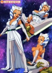 1girl ahsoka_tano blue_eyes faceless_male girl_on_top grabbing_ass looking_at_viewer multiple_poses multiple_views reit ripped_clothes ripped_clothing sex star_wars tagme torn_clothes torn_pantyhose vaginal vaginal_insertion vaginal_penetration vaginal_sex watermark white_dress