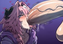 1boy 2boys ai_generated astolfo_(fate) duo fate/apocrypha fate/grand_order fate_(series) fellatio femboy gay gigantic_penis impossible_fit male male_only monster_cock mullon multiple_males novelai oral penis pink_hair saliva yaoi