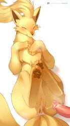 1girl ^_^ after_sex ancesra animal_focus animal_sexualization anus artist_name bestiality blonde_hair blush breath cleft_of_venus clitoral_hood closed_eyes cum cum_in_pussy cum_string cumdrip disembodied_penis erection feet fox from_above full_body hands_on_own_chest happy hetero highres large_variant_set legs_up long_hair lying multiple_tails ninetales no_humans non-web_source on_back open_mouth own_hands_together patreon_logo patreon_username pawpads penis pokemon pokemon_(creature) pussy simple_background smile soles solo_focus sweat tail uncensored variant_set watermark web_address white_background zoophilia