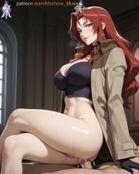 1girl 1girls adult adult_female ai_generated amelia_ann_mcfly_(trigun) anal anal_insertion anal_penetration anal_sex big_breasts black_gloves blue_eyes boobs breasts brown_coat bust busty busty_female busty_girl choker coat cock crossed_legs cum cum_in_ass curtained_hair dick eye_contact female girl girl_on_top gloves hetero large_breasts legs long_coat long_hair looking_at_viewer machine_muse mature mature_body mature_female penis penis_in_ass perfect_body pussy pussy_juice red_hair reverse_cowgirl_position semen sex sex_from_behind sexy sexy_body solo_focus sperm tits trench_coat trigun uncensored vagina very_long_hair watermark wet_pussy