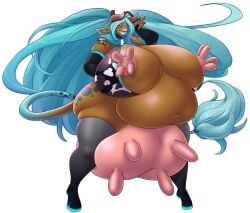 ass belly big_ass big_belly big_breasts big_lips bimbo blue_hair breasts chubby cow_ears cow_girl cow_horns hatsune_miku huge_ass huge_belly huge_breasts huge_lips hyper hyper_ass hyper_breasts jacques00 lips lipstick long_nipples multi_nipple nipples post-transformation thighs transformation udder_breasts udder_nipples udders vocaloid