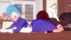 3d anilingus_through_clothes ass_grab big_butt bulma_briefs chanax30 cunnilingus_through_clothes dragon_ball koikatsu moaning no_sound oc original_character ryuga tagme tonguing video
