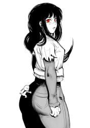 anon anonymous_male ass big_ass big_butt booty chainsaw_man fat_ass fat_butt hugging hugging_ass hugging_from_behind kimboscraft kissing kissing_ass looking_at_another looking_back mitaka_asa monochrome phat_ass phat_booty phat_butt smaller_male yoru_(chainsaw_man)